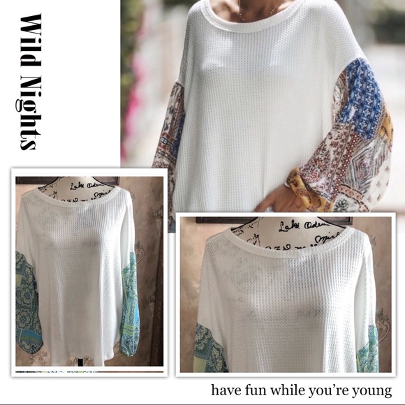 Tops - 🎉🎉SALE NWT THERMAL BOHO TOP RAYON SLEEVE